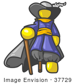 #37729 Clip Art Graphic Of A Yellow Guy Character Pirate
