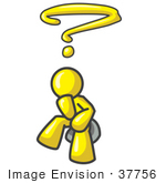 #37756 Clip Art Graphic Of A Yellow Guy Character Wondering