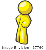 #37760 Clip Art Graphic Of A Yellow Guy Character Standing With His Hands On His Hips