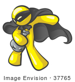 #37765 Clip Art Graphic Of A Yellow Guy Character Robber