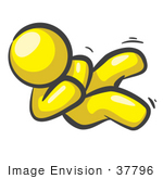 #37796 Clip Art Graphic Of A Yellow Guy Character Giggling
