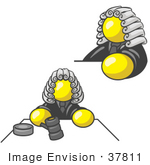 #37811 Clip Art Graphic Of A Yellow Guy Character Judge