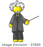 #37850 Clip Art Graphic Of A Yellow Guy Character As Einstein