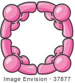 #37877 Clip Art Graphic Of Pink Guy Characters Standing In A Circle