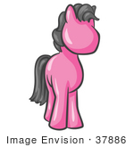 #37886 Clip Art Graphic Of A Pink Pony