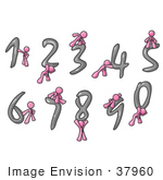 #37960 Clip Art Graphic Of A Pink Guy Character With Numbers