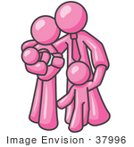 #37996 Clip Art Graphic Of A Pink Guy Character Family
