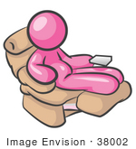 #38002 Clip Art Graphic Of A Chubby Pink Guy Character Sitting In A Lazy Chair