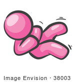 #38003 Clip Art Graphic Of A Pink Guy Character Giggling