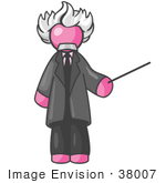 #38007 Clip Art Graphic Of A Pink Guy Character As Albert Einstein