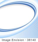 #38140 Clip Art Graphic of a Background Of Blue Waves Curving Around A Blank White Oval Space by Oleksiy Maksymenko