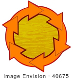 #40675 Clip Art Graphic Of Orange Arrows Circling Orange Rippling Water