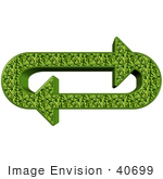 #40699 Clip Art Graphic Of Green Leafy Arrows Circling In An Oval In A Clockwise Motion