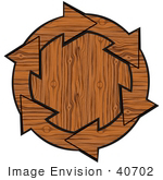 #40702 Clip Art Graphic Of Wooden Arrows Circling A Wood Center