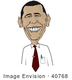 #40768 Clipart Illustration Of A Caricature Of Barack Obama Smiling The First Black American President
