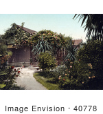 #40778 Stock Photo Of A Small Cottage Surrounded By Beautiful Rose Gardens In Pasadena California