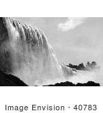 #40783 Stock Photo Of A Lower View Of American Falls In Black And White Niagara Falls New York