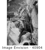 #40904 Stock Photo Of A Man Walking Through The Box Canyon In Ouray Colorado