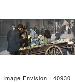 #40930 Stock Photo Of A Banana Vendor Selling Fruit To Customers From A Cart On A Street In New York