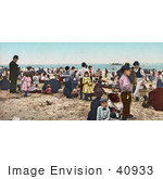 #40933 Stock Photo Of Men Women And Children Crowding On The Beach At Coney Island New York