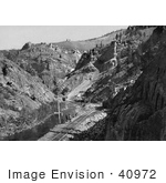 #40972 Stock Photo Of Men Standing By Train Tracks At The Eagle River Canyon Mines In Colorado