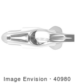 #40980 Clip Art Graphic Of An Ao-Maru Robot In Chrome Racing A Hovering Craft As Seen From Above