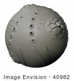 #40982 Clip Art Graphic Of A Gray Volcanic Alien Clay Planet On A White Background