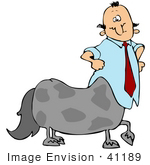 #41189 Clip Art Graphic Of A Centaur Businessman Wearing A Tie