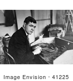 #41225 Stock Photo Of Babe Ruth Seated At A Table And Rolling Cigars