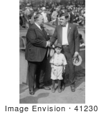 #41230 Stock Photo Of Babe Ruth Shaking Hands With Bill Edwardsband Standing With Their Mascot