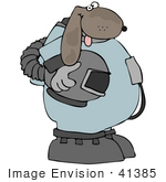 #41385 Clip Art Graphic Of A Proud Astronaut Dog Sporting His Space Suit