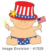 #41529 Clip Art Graphic Of An Independence Day Baby