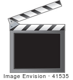 #41535 Clip Art Graphic Of A Blank Film Clapperboard