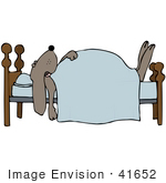 #41652 Clip Art Graphic Of A Brown Pooch Sleeping In A Bed
