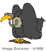 #41666 Clip Art Graphic Of A Gloomy Perched Vulture