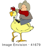 #41679 Clip Art Graphic Of A Cowboy Riding Birdback
