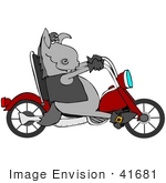 #41681 Clip Art Graphic Of A Cool Donkey Biker On A Motorcycle