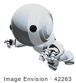 #42263 Clip Art Graphic Of A Chrome Futuristic Robot Floating