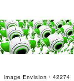 #42274 Clip Art Graphic Of Marching Green Cams