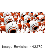 #42275 Clip Art Graphic Of Marching Red Cams