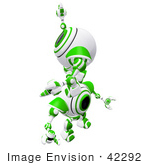 #42292 Clip Art Graphic Of A Green Cam Climbing Up On The Back Of Another