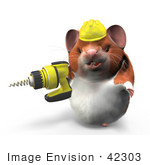 #42303 Clip Art Graphic Of A Worker 3d Hamster