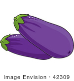 #42309 Clip Art Graphic Of Purple Eggplants