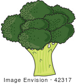 #42317 Clip Art Graphic Of A Head Of Fresh Green Broccoli