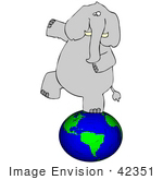 #42351 Clip Art Graphic Of An Elephant Walking On The Earth