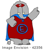 #42356 Clip Art Graphic Of A Super Elephant Hero In Costume