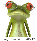 #42742 Royalty-Free Royalty-Free Clipart Illustration of a Wise 3d Red-Eyed Tree Frog Wearing Spectacles And Facing Front by Julos