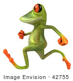 #42755 Royalty-Free Clipart Illustration of a Cute 3d Red-Eyed Tree Frog Running Or Jogging By by Julos