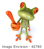 #42760 Royalty-Free Clipart Illustration of a Cute 3d Red-Eyed Tree Frog Giving The Thumbs Up by Julos