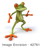 #42761 Royalty-Free Clipart Illustration of a Cool Dancing 3d Red-Eyed Tree Frog With Big Red Eyes by Julos